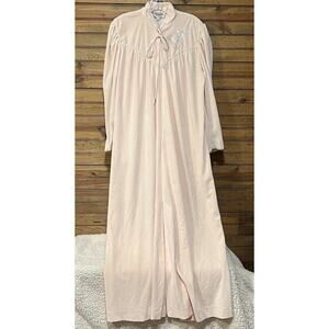 Christian Dior Loungewear Paris New York Women’s Pink Velour Robe Vintage FLAWS*